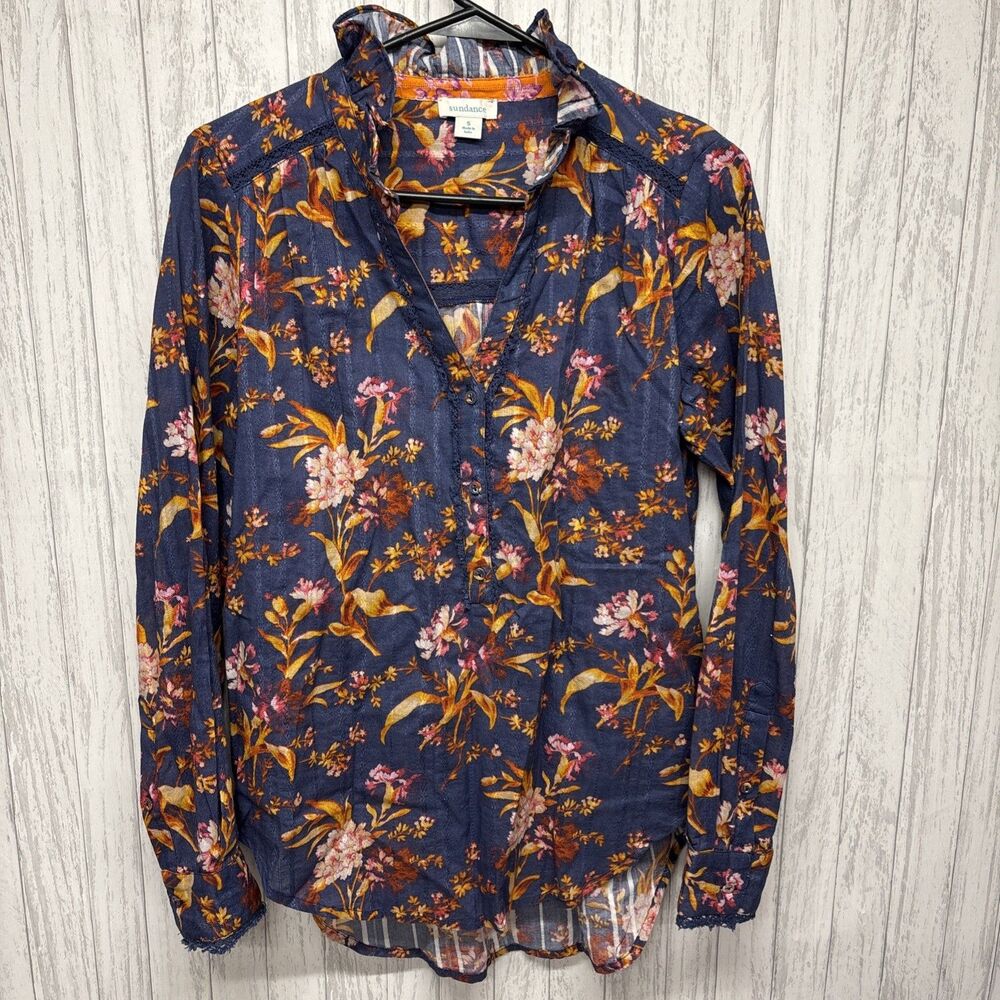 Womens Size S Sundance Floral Popover Blouse EUC